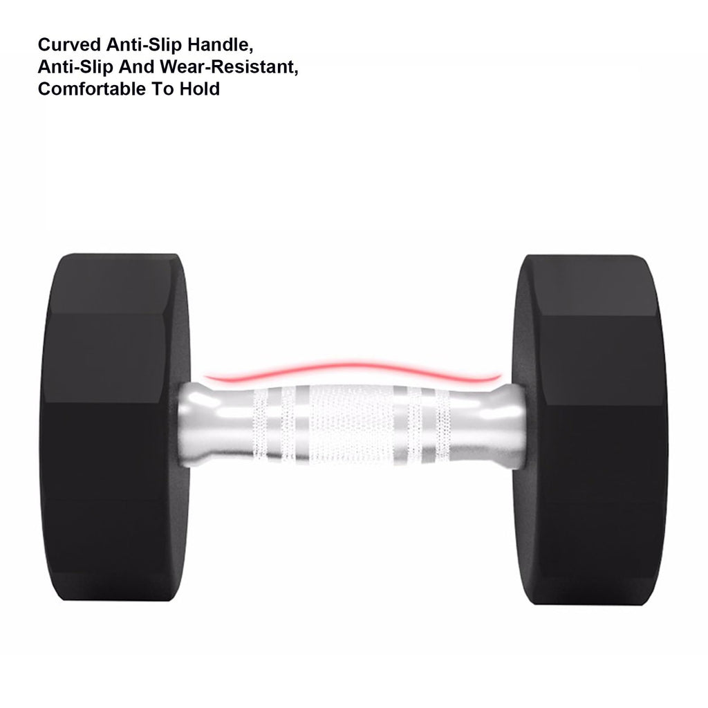 Rubber Hex Dumbbell Set with Rack