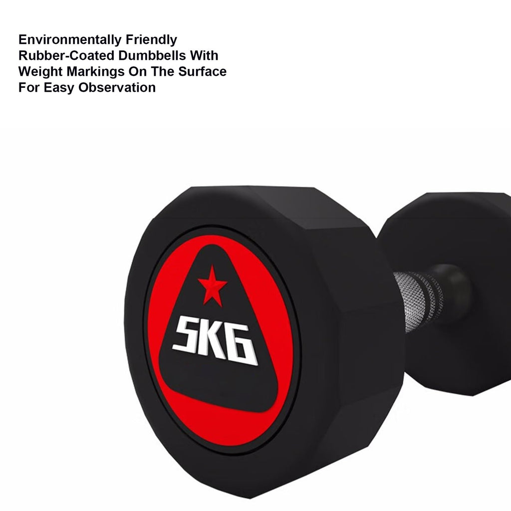 Rubber Hex Dumbbell Set with Rack