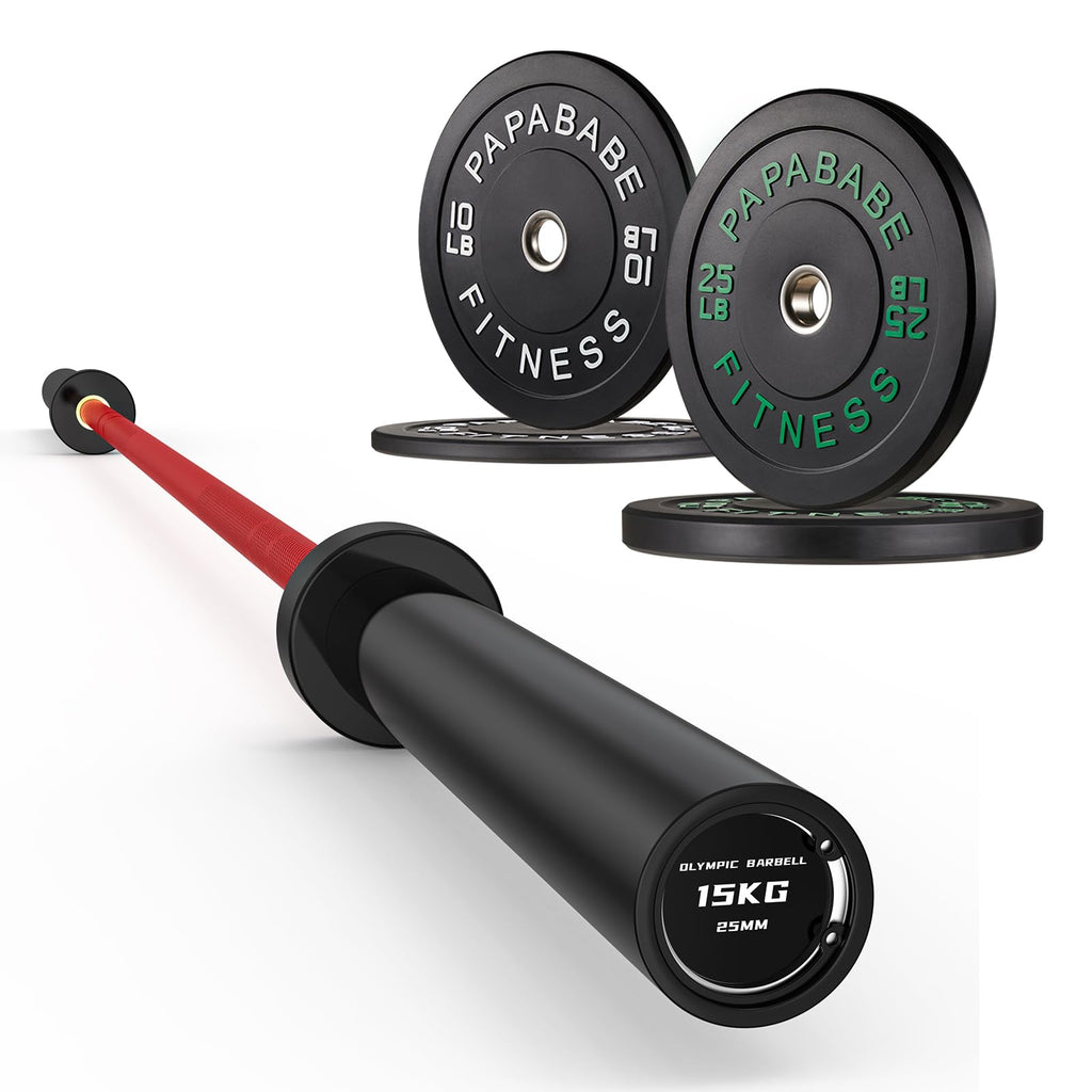 7ft Barbell with Weight Set 2" High Bounce Plates, 1000LB Capacity Home Gym