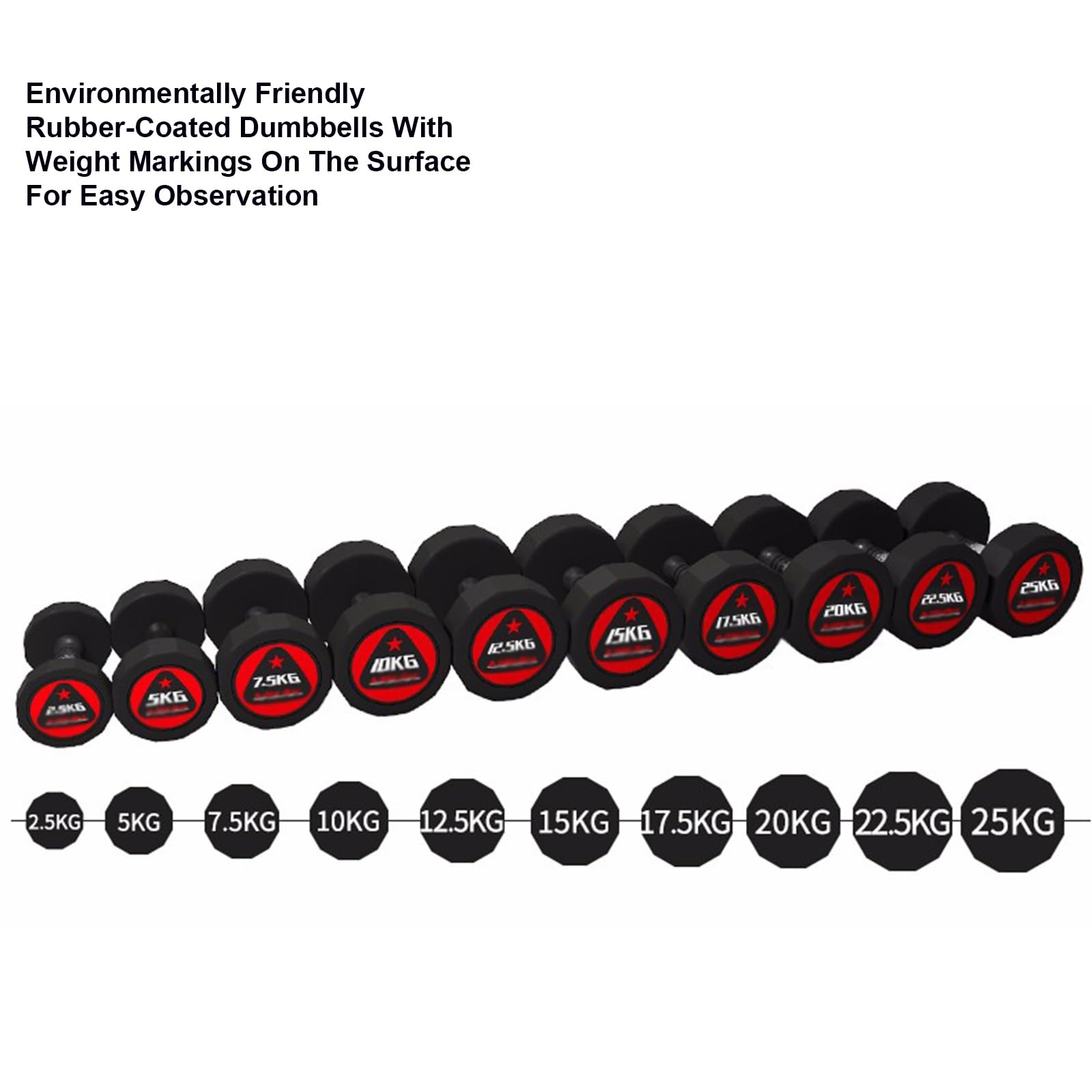 Rubber Hex Dumbbell Set with Rack