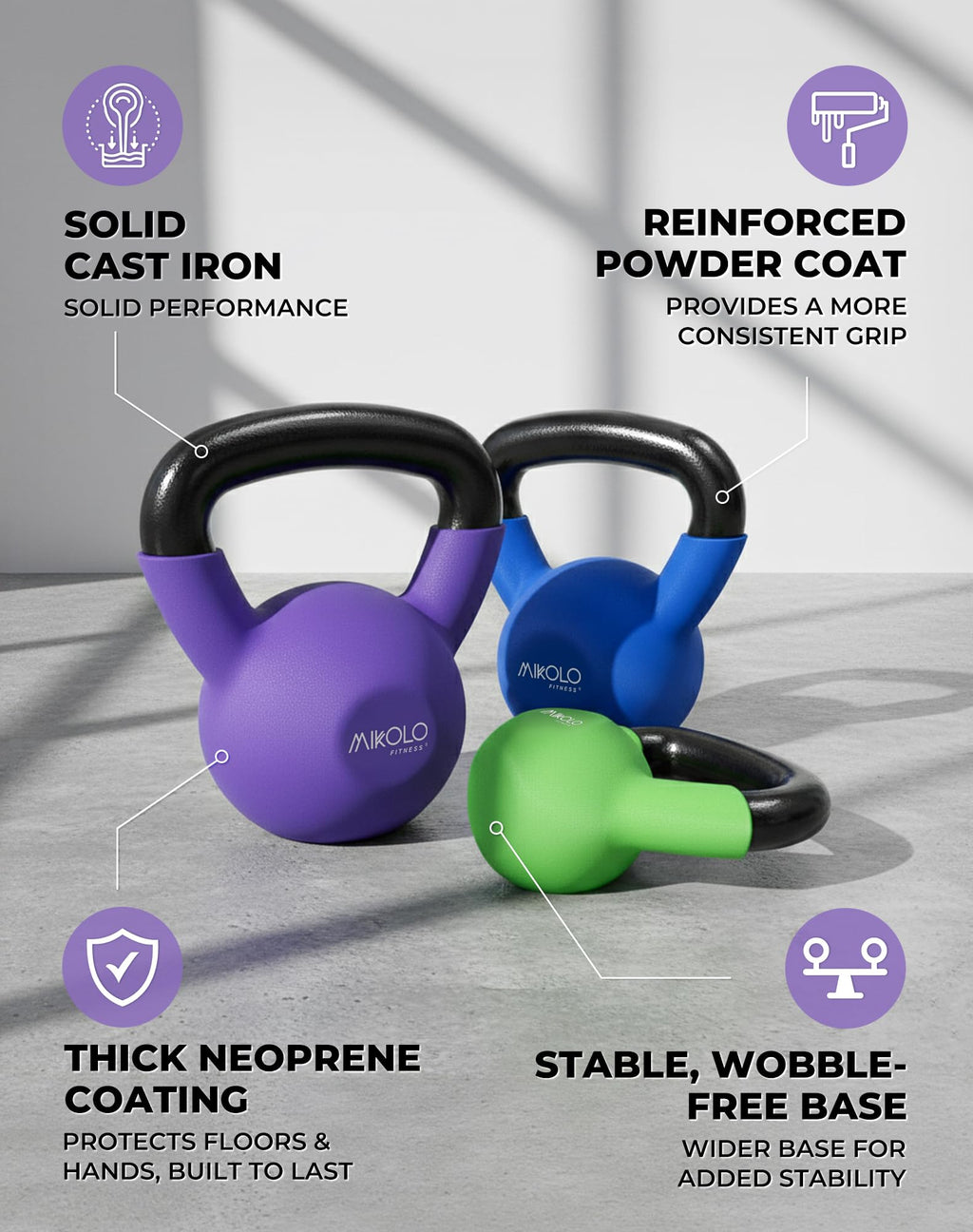 Neoprene Cast Iron Kettlebell Set