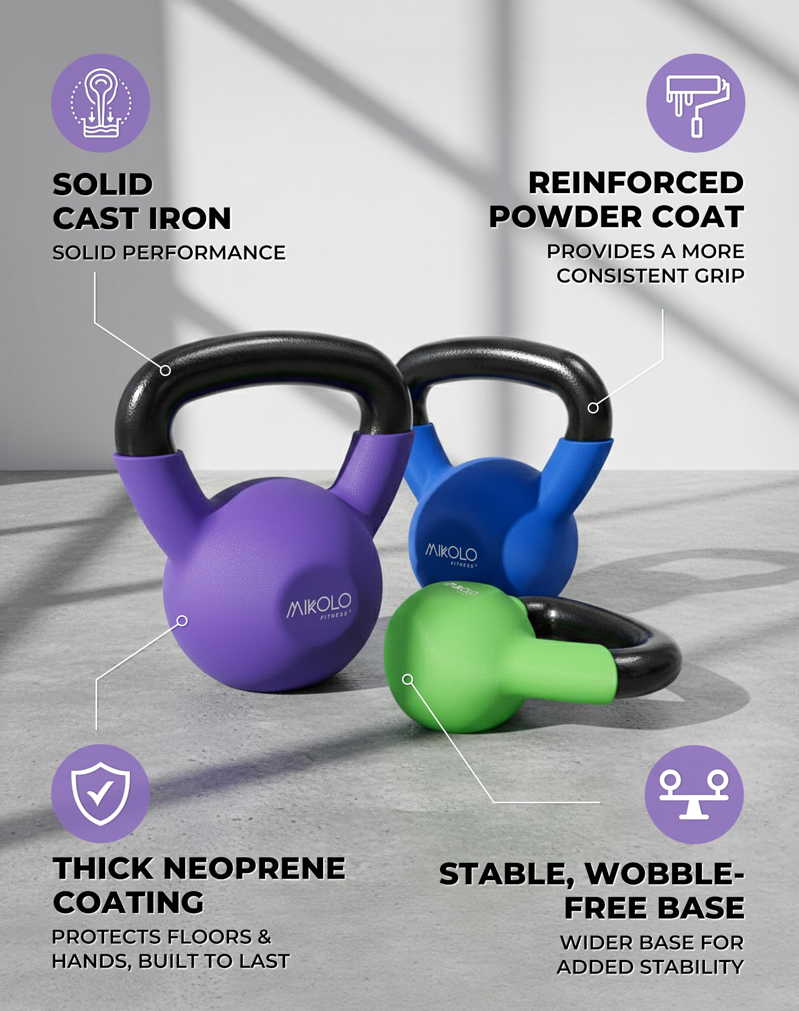 Neoprene Cast Iron Kettlebell Set