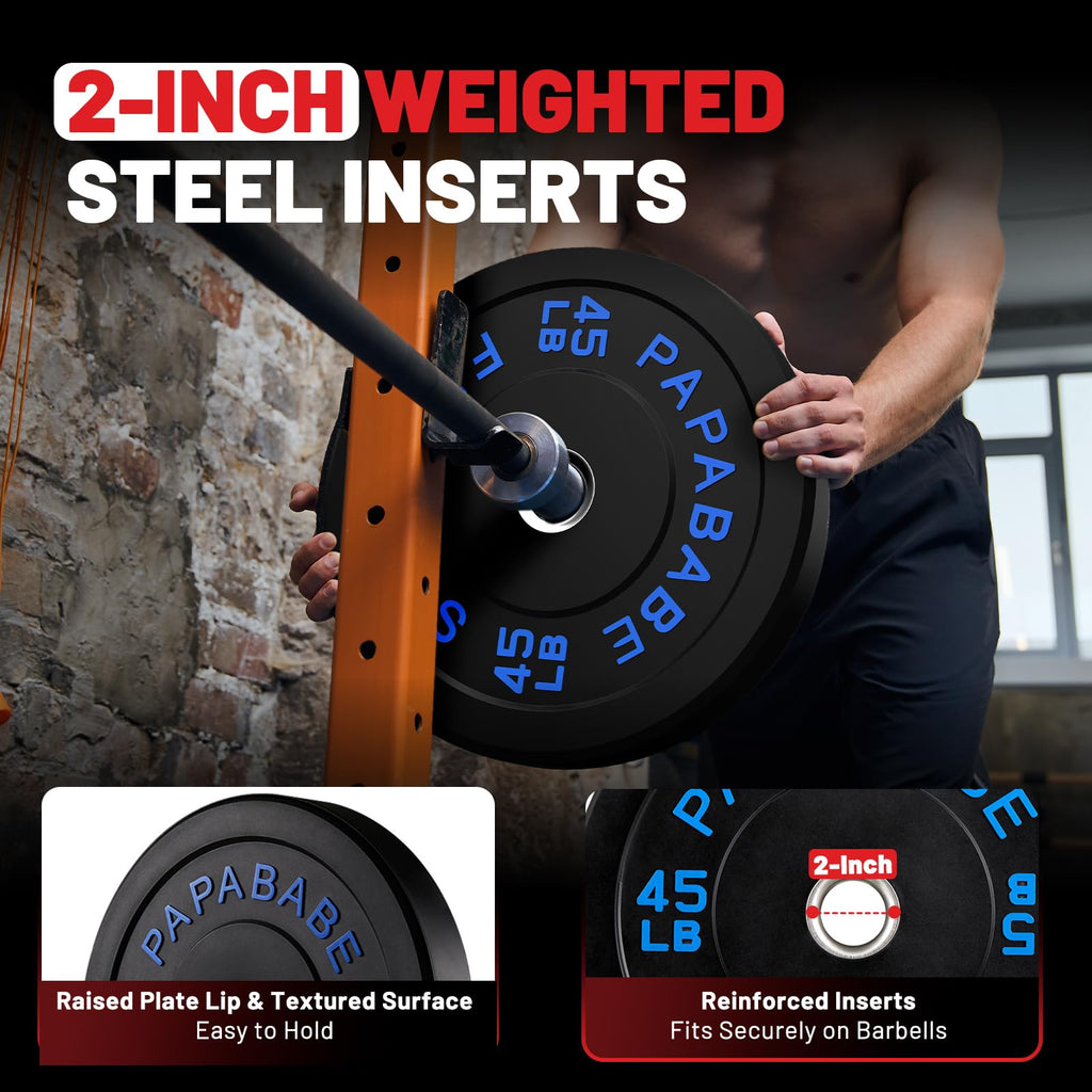 7ft Barbell with Weight Set 2" High Bounce Plates, 1000LB Capacity Home Gym