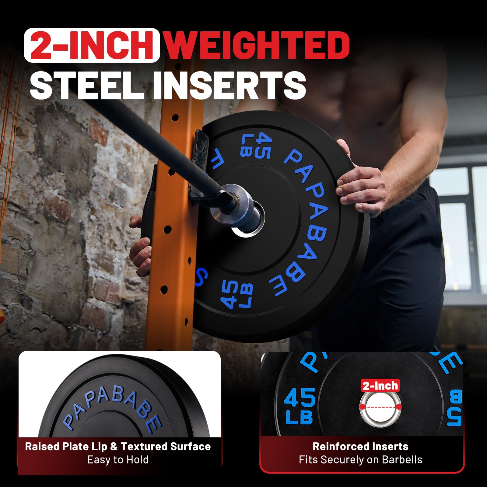 7ft Barbell with Weight Set 2" High Bounce Plates, 1000LB Capacity Home Gym