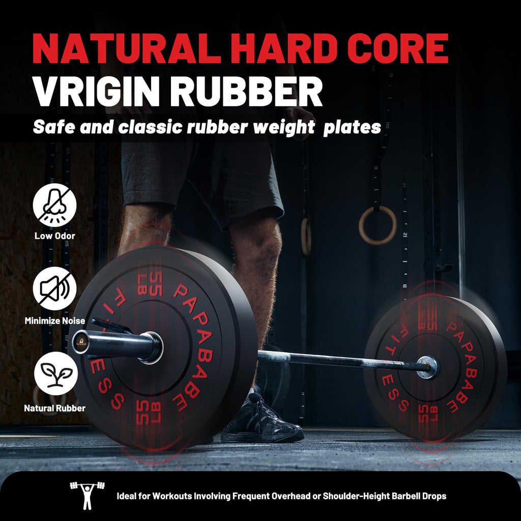 7ft Barbell with Weight Set 2" High Bounce Plates, 1000LB Capacity Home Gym