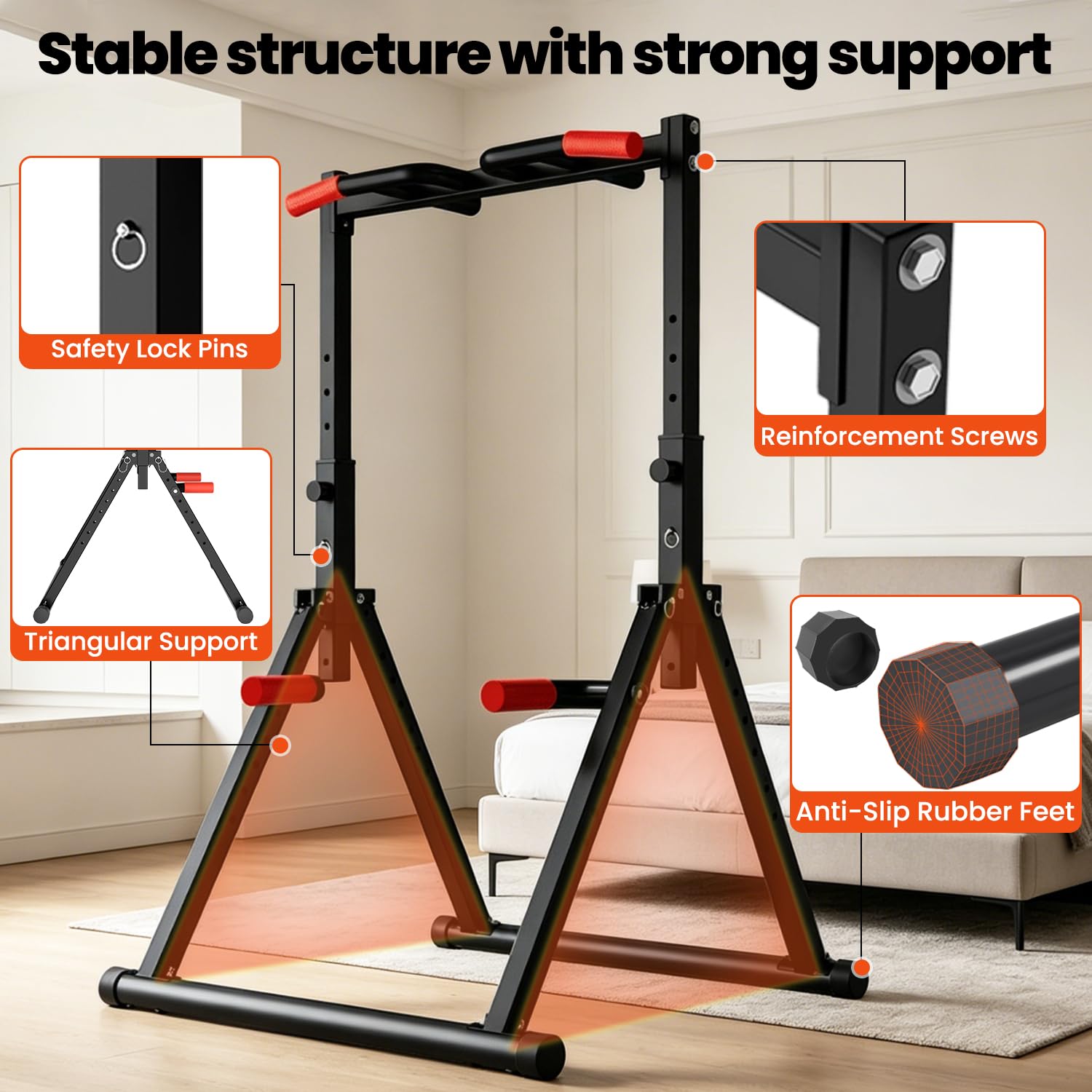 DOBESTS Power Tower Pull Up Bar Free Standing, Foldable Pull Up Station