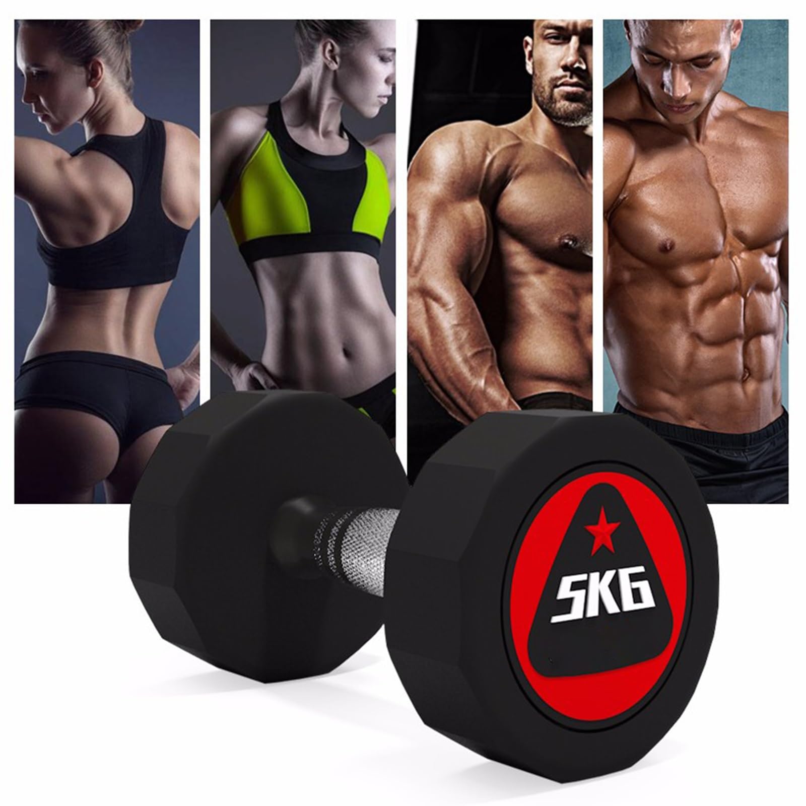 Rubber Hex Dumbbell Set with Rack