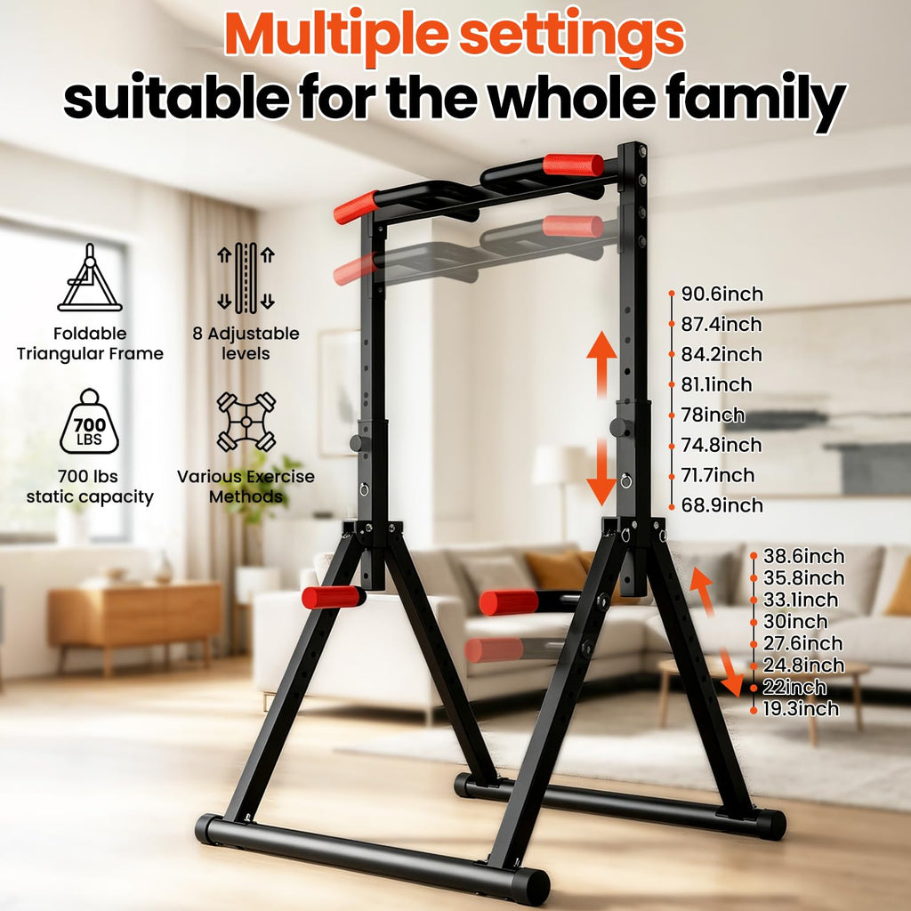 DOBESTS Power Tower Pull Up Bar Free Standing, Foldable Pull Up Station