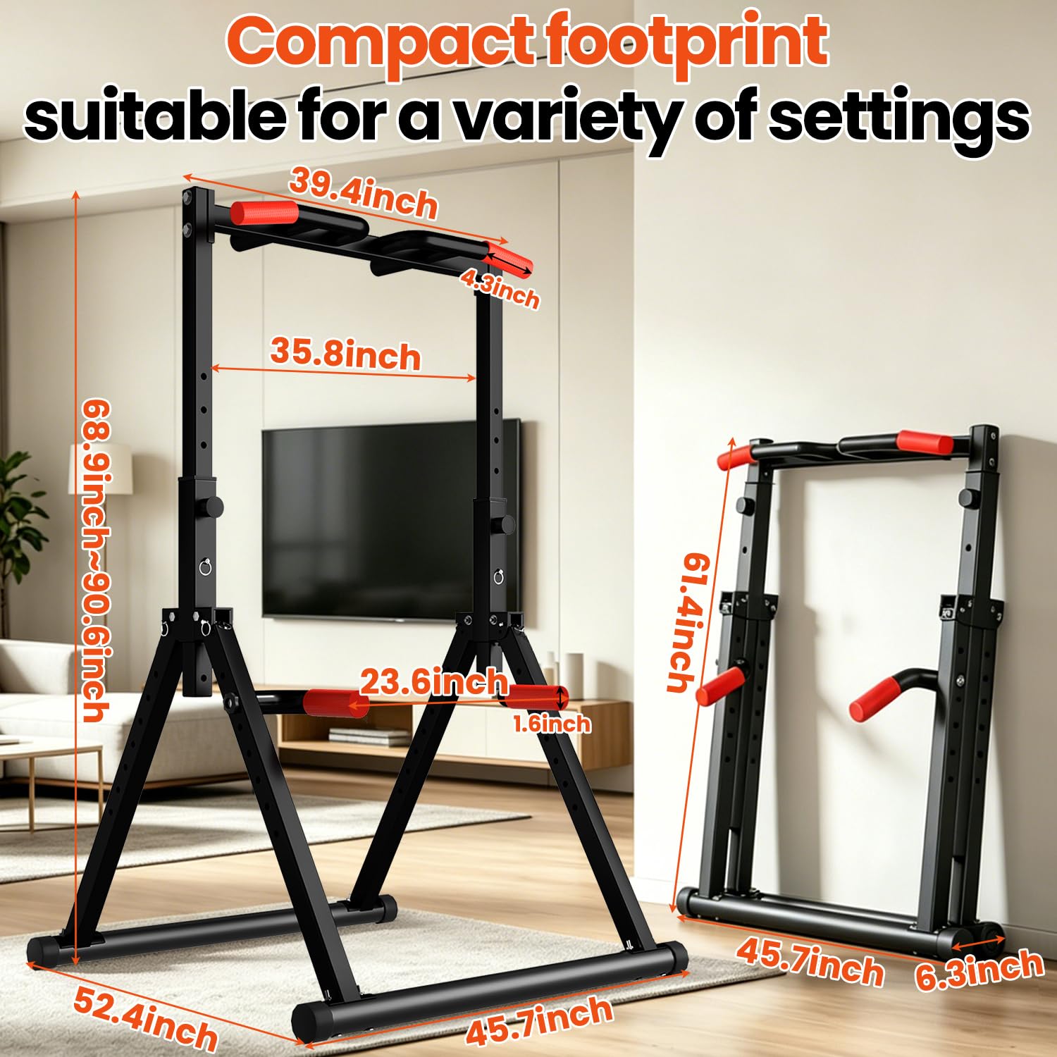 DOBESTS Power Tower Pull Up Bar Free Standing, Foldable Pull Up Station