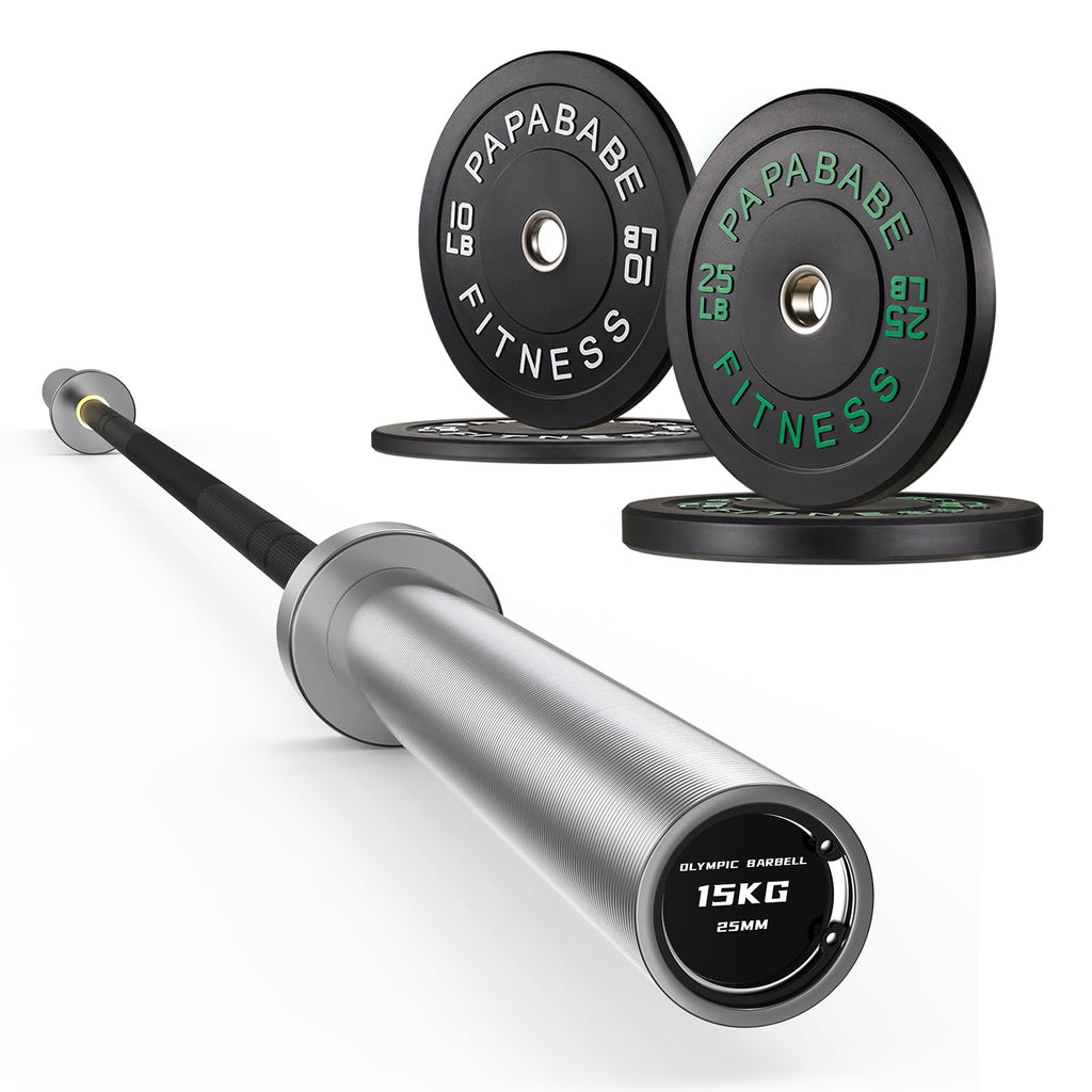7ft Barbell with Weight Set 2" High Bounce Plates, 1000LB Capacity Home Gym