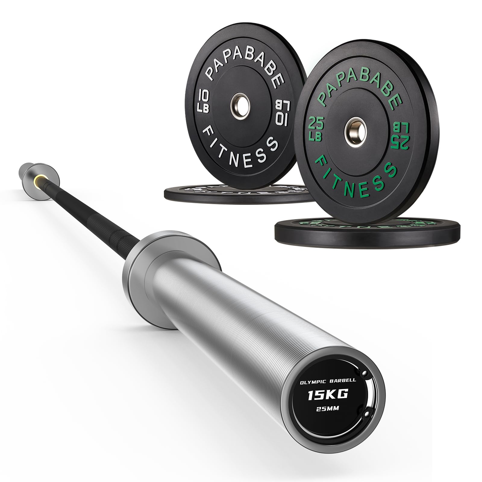 7ft Barbell with Weight Set 2" High Bounce Plates, 1000LB Capacity Home Gym