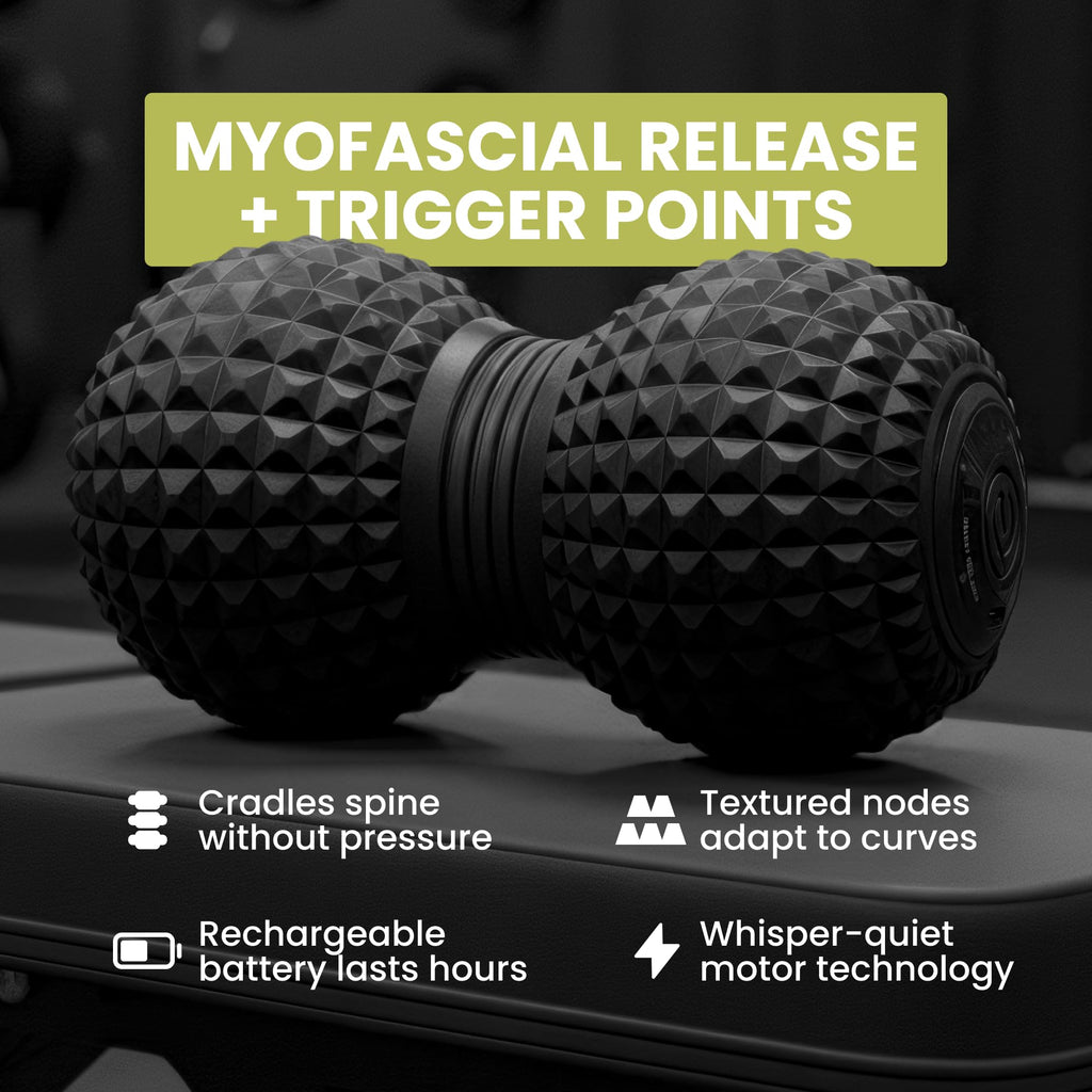 EXELLEON Peanut Massage Ball, 4-Speed Vibrating Textured Muscle Roller