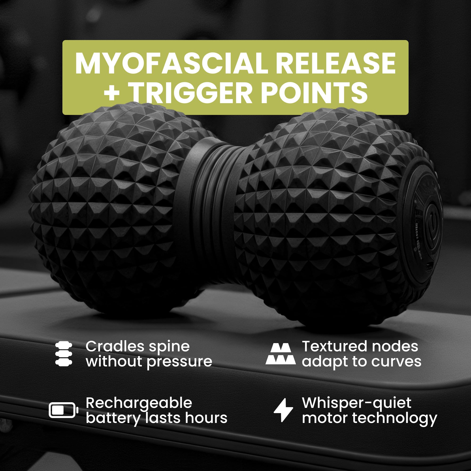 EXELLEON Peanut Massage Ball, 4-Speed Vibrating Textured Muscle Roller