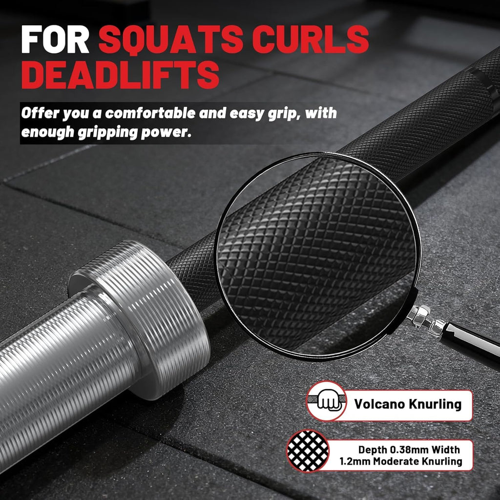 7ft Barbell with Weight Set 2" High Bounce Plates, 1000LB Capacity Home Gym
