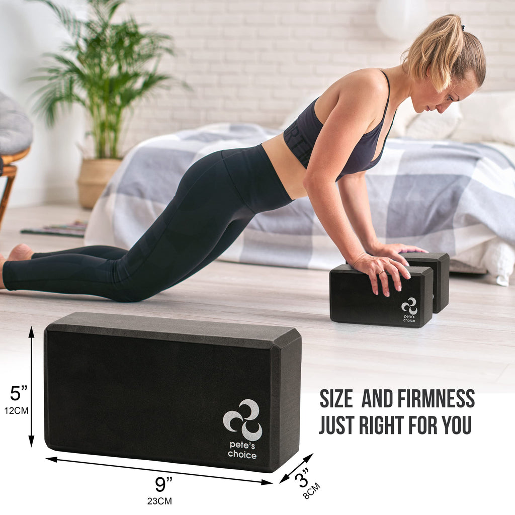 Stretching Straps and Yoga Blocks - Yoga Beginner Kit for Pilates & Gym