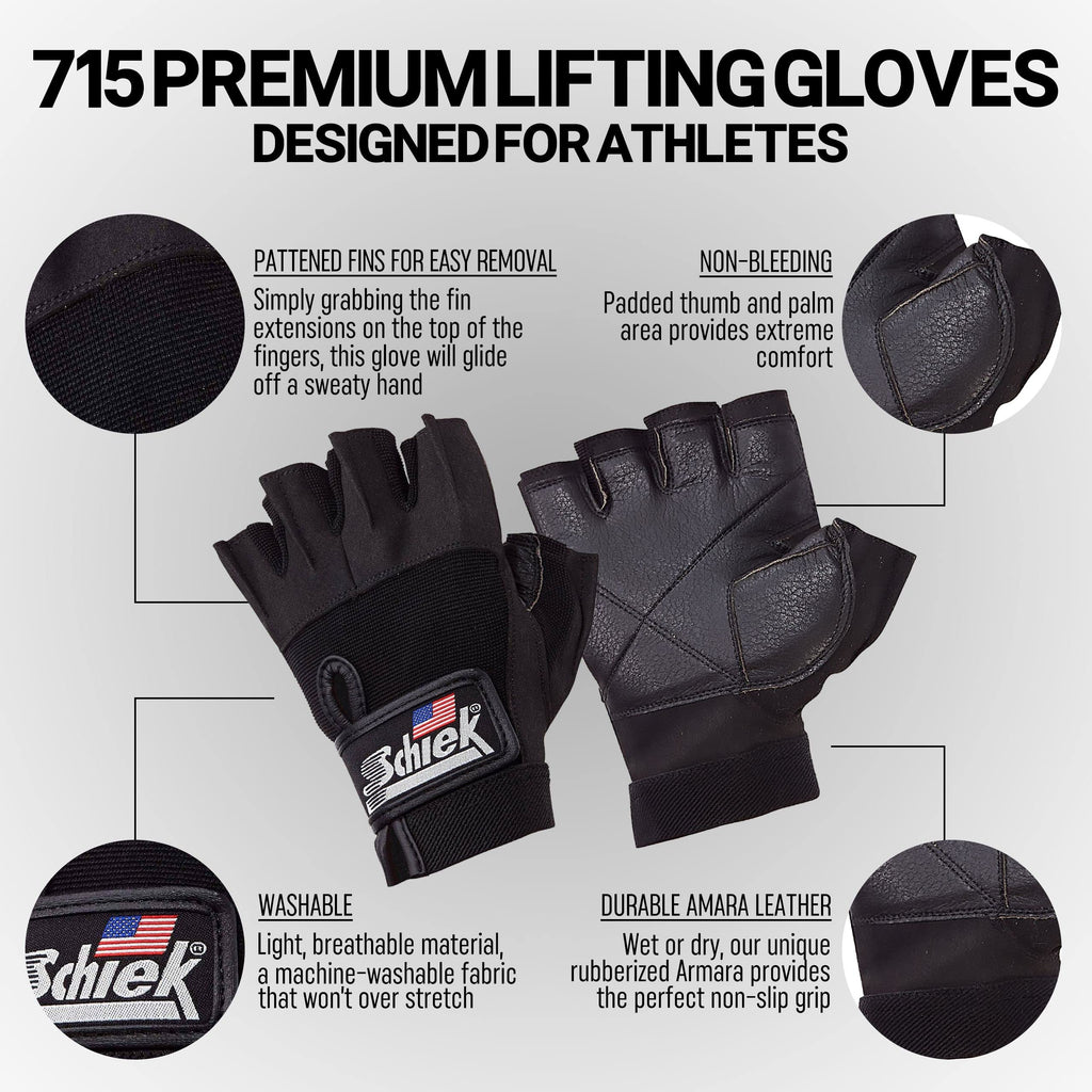Schiek Sports 715 Premium Gel Lifting Gloves - Exercise Equipment Gloves