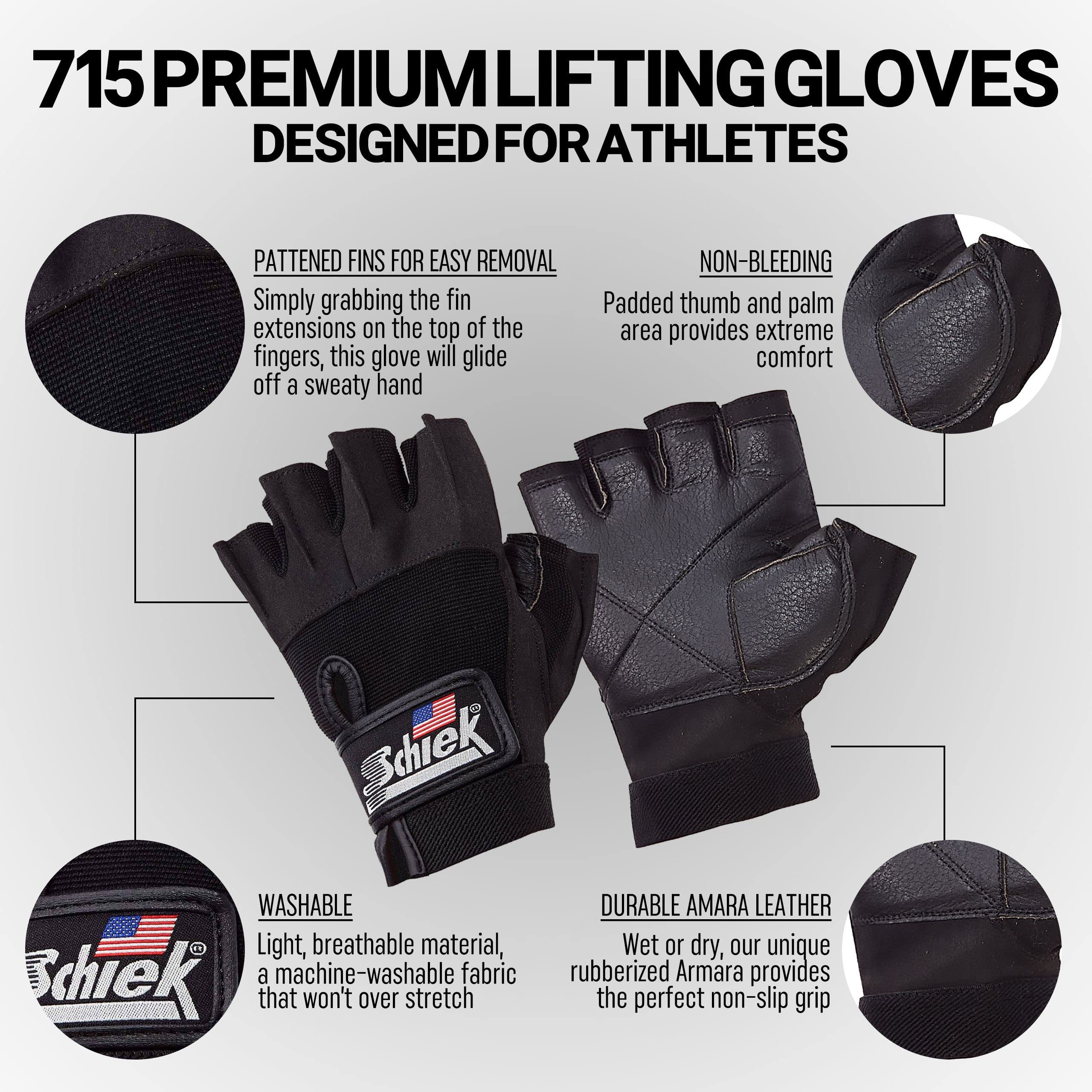 Schiek Sports 715 Premium Gel Lifting Gloves - Exercise Equipment Gloves